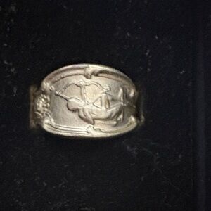 Vintage Spoon Ring with Artistic Motif
